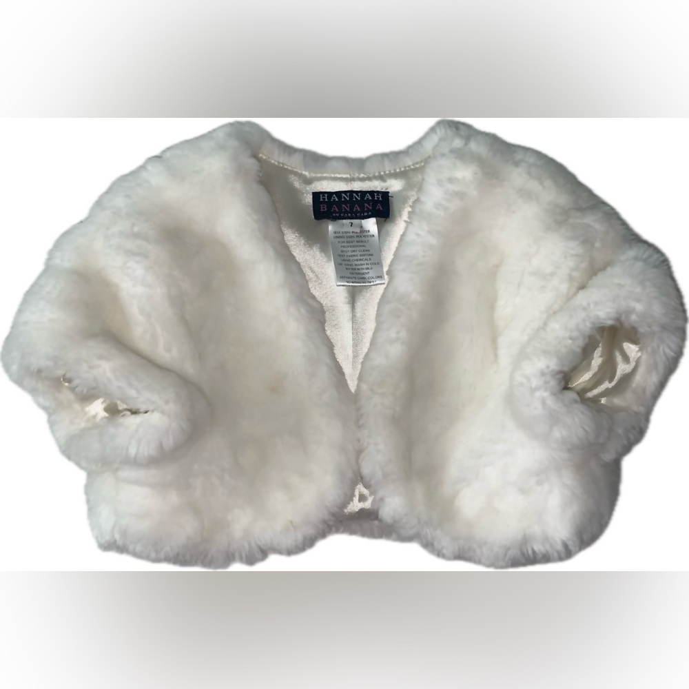 Girls White Fur Shrug
